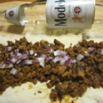 Chili roll and Modelo. Perfect end to the day.